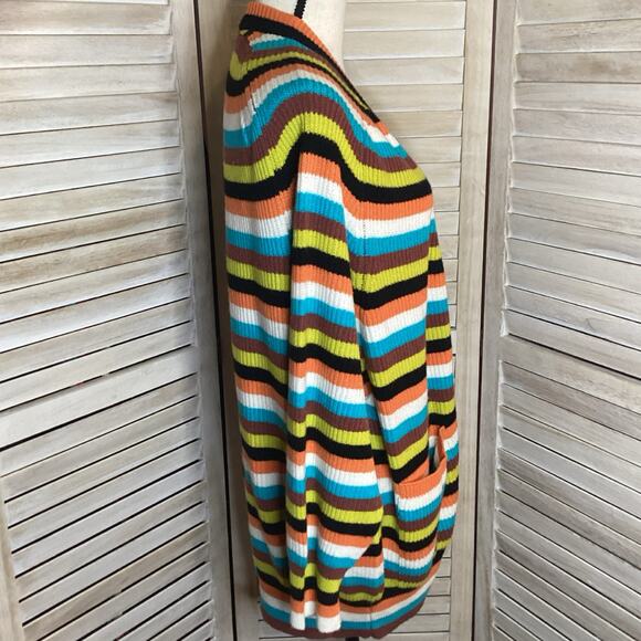 Queene And Belle 100% Cashmere Scotland Striped Oversized Open Cardigan - Picture 6 of 11